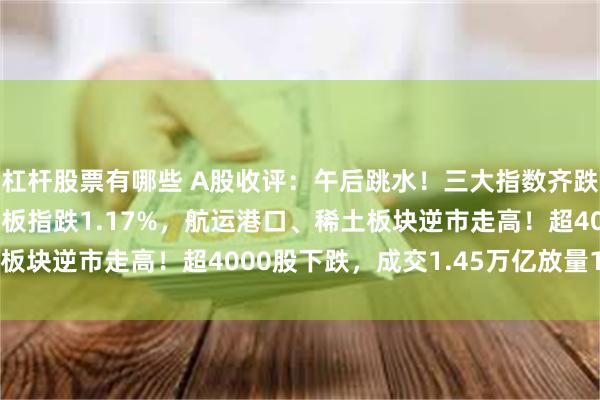 杠杆股票有哪些 A股收评：午后跳水！三大指数齐跌，沪指跌0.44%创业板指跌1.17%，航运港口、稀土板块逆市走高！超4000股下跌，成交1.45万亿放量1386亿